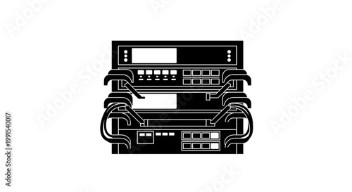 Stack of server computer hardware.