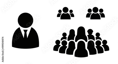 Group of people icons representing a team and a leader.