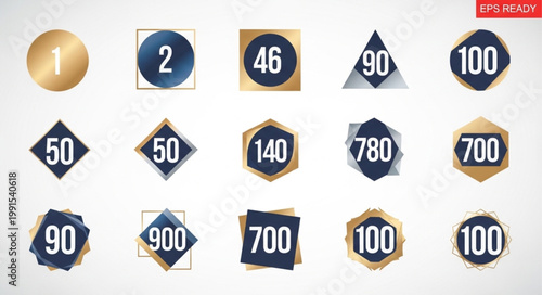 Collection of Numbers and Symbols on White Background.