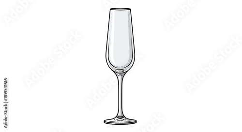 Empty champagne flute glass stemware.