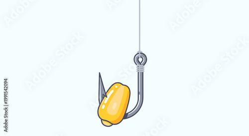 Fishing Hook with Bait Lure Attached.