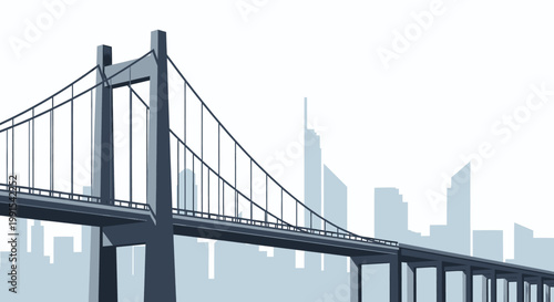 Modern suspension bridge spanning across a cityscape, representing connectivity and infrastructure development in urban environments