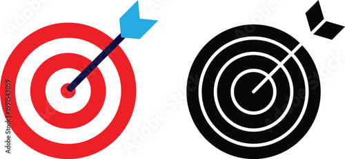 Target icon set.Target Line Icon Design, Editable Stroke, Pixel Perfect, Stock Illustration. Goal symbol collection. Simple target with arrow. Darts icon. Hitting the bullseye icon line and flat style
