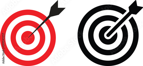 Target icon set.Target Line Icon Design, Editable Stroke, Pixel Perfect, Stock Illustration. Goal symbol collection. Simple target with arrow. Darts icon. Hitting the bullseye icon line and flat style