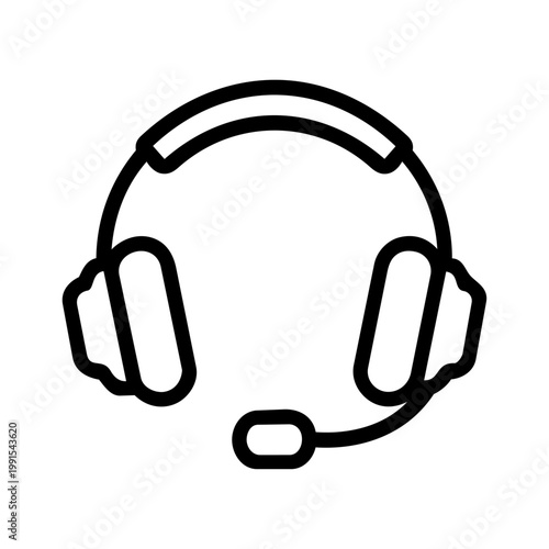 Headset line icon customer support communication online service minimal vector