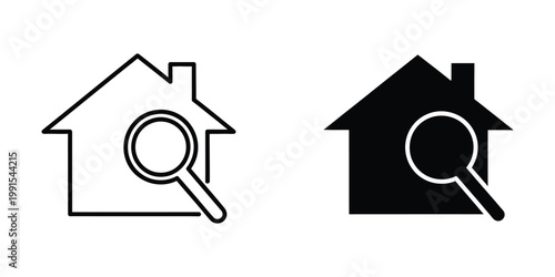 Searching for a home depicted with contrasting visual styles in simple line art