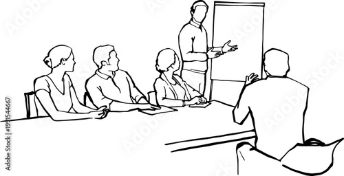 Business Team Having a Collaborative Meeting with a Flipchart