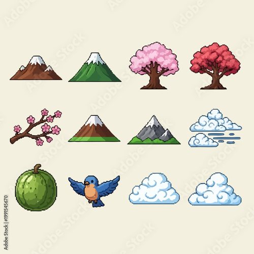 Fotografie Vibrant nature scene with mountains trees clouds and a bird in flight