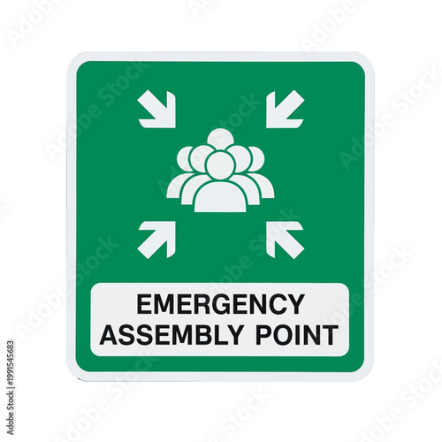 Emergency responders gather around meeting point with arrows indicating directions