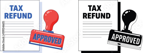 Official tax refund document is approved with a red and a black stamp