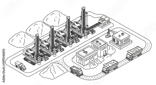 Industrial Oil Refinery Plant with Storage Tanks and Pipelines.