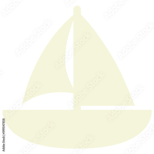 Beige Sailboat icon on a transparent background. Minimalist vector illustration for nautical and maritime themes.