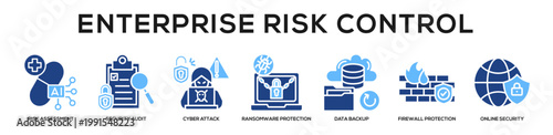 glyphcolor - Enterprise Risk Control web banner icon vector illustration concept