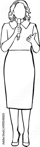 Professional Woman Speaking into Microphone at Event