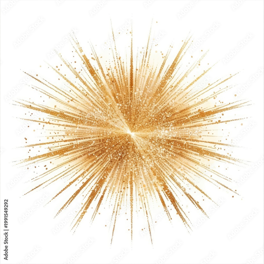 Obraz premium Dazzling Display of Golden Fireworks Explosion Stars and Light Celebration Background.