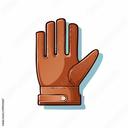 Illustration of a brown leather glove with stitching