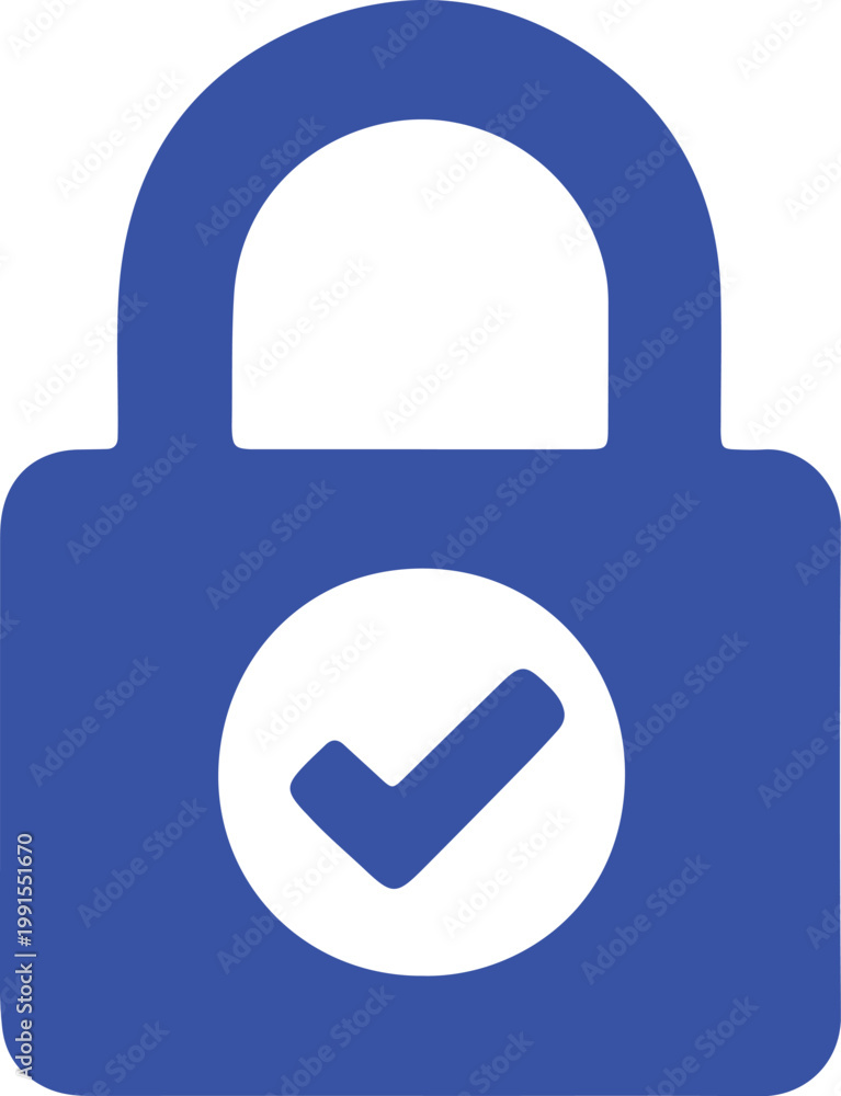 Obraz premium Secure Lock with Checkmark Icon – Verified Protection and Security Approval Concept