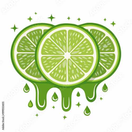 Refreshing Lime Slices Dripping Juice with Sparkles