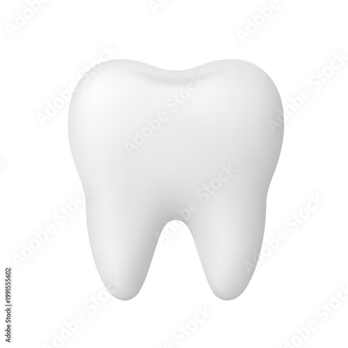 White molar tooth. Dentistry, oral health care, toothpaste ads, dental clinic branding, hygiene promotion, orthodontics and dental treatment concept. 3d vector icon. Cartoon minimal style.