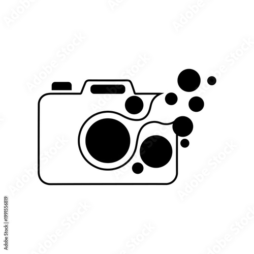 Creative Camera Symbol with Bubble Elements.