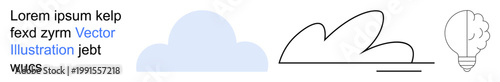 Creativity, innovation, brainstorming, energy, technology, communication. Minimalist cloud, abstract design and lightbulb icon. Creativity and innovation concept for design projects or technology