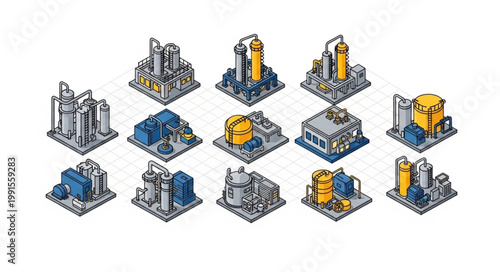 Isometric Cityscape with Tall Buildings and Infrastructure.