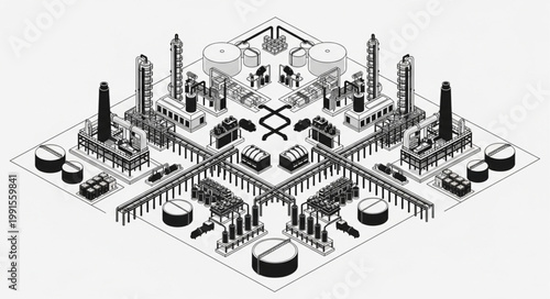 Isometric Cityscape Illustration with Skyscrapers and Urban Layout.