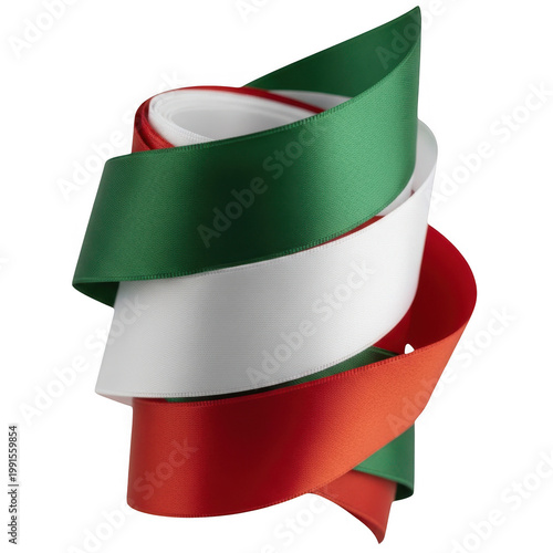 The iconic design of an italian flag swirled into a dynamic and visually appealing abstract form