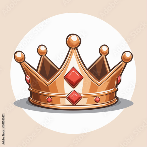 Golden Crown with Red Gems