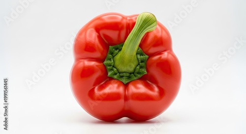 Vibrant red bell pepper isolated against white background for culinary design