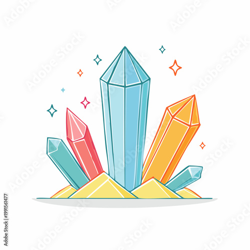 Colorful Gemstone Cluster Illustration