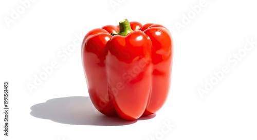 Vibrant red bell pepper isolated on white background for culinary and design uses