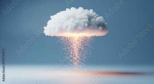 Cloud emitting sparks and light particles absurd compositions fantasy realism. 8K with particles alternative imagination creativity otherworldly absurd compositions, fantasy realism. 8K