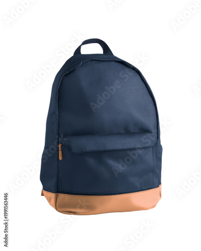 blue backpack isolated on transparent background.