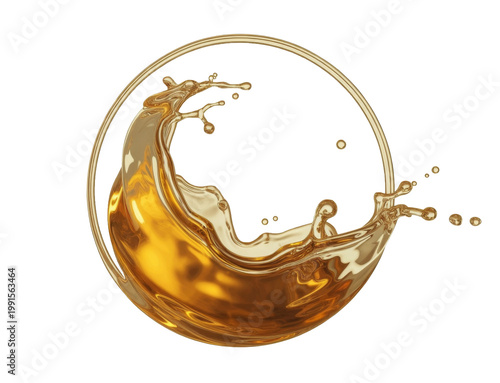 Golden Liquid Splash in Circular Frame