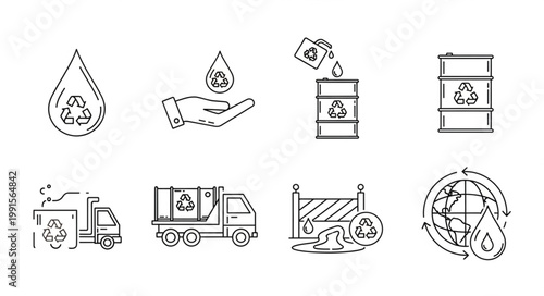 Recycling and Environmental Protection Icons Collection.