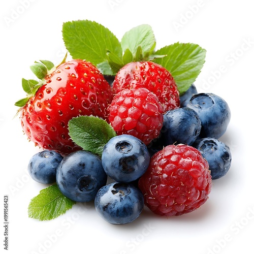  Summer berries isolated on with white background