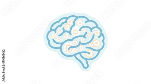 Stylized blue brain icon representing human intelligence and mental health