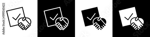 Handshake black and white icon design concept