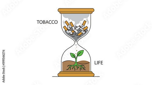 Hourglass with a plant growing inside representing time and patience