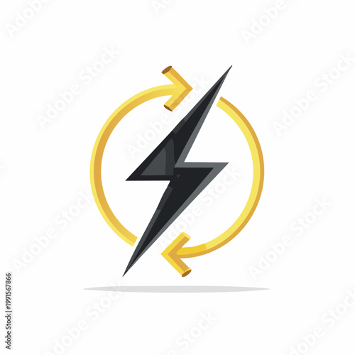 Free Download Renewable energy icon with lightning bolt and yellow circular arrows - GFXLoad