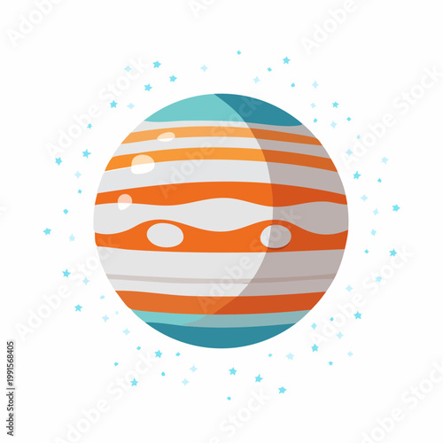 Stylized Illustration of Jupiter with Stars