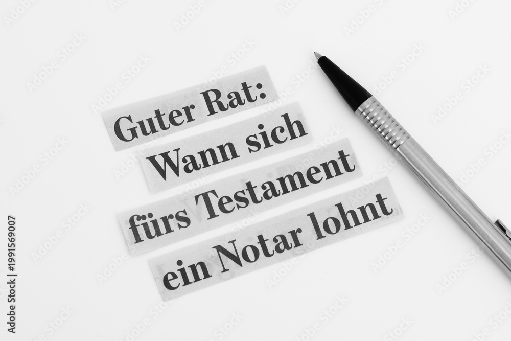 Fototapeta premium Testament und Notar
