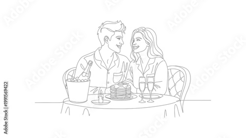 Couple enjoying a romantic dinner date.