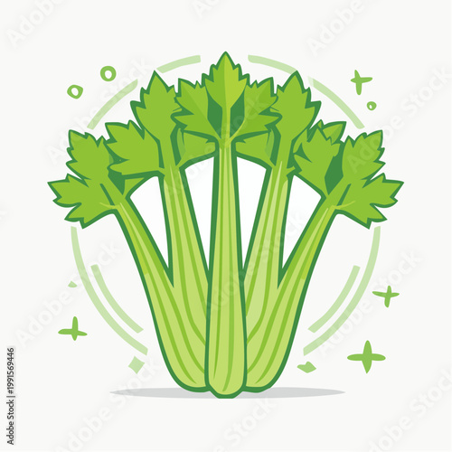 Green Celery Stalks Illustration