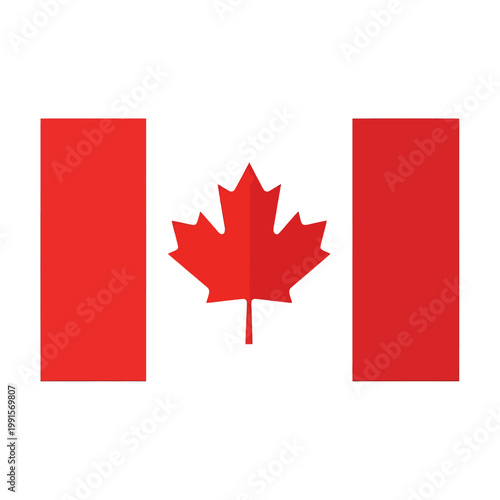 A simple illustration of a red leaf in the center of a white and red background design