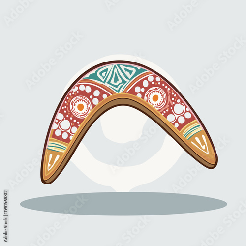 Australian Boomerang with Indigenous Art