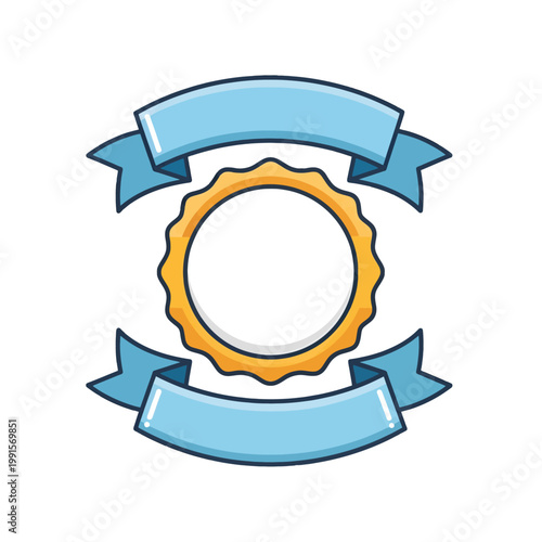 A decorative emblem with ribbons and a circular frame, perfect for various design projects