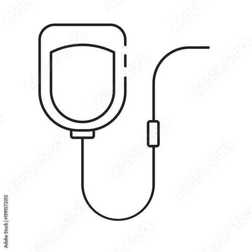 Medical IV Drip Bag Icon Line Art Illustration