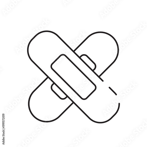 Crossed Adhesive Bandage Icon for First Aid and Medical Care